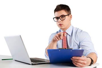 Young male working on laptop