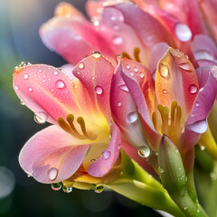 Fresh water drop on Freesia flowers