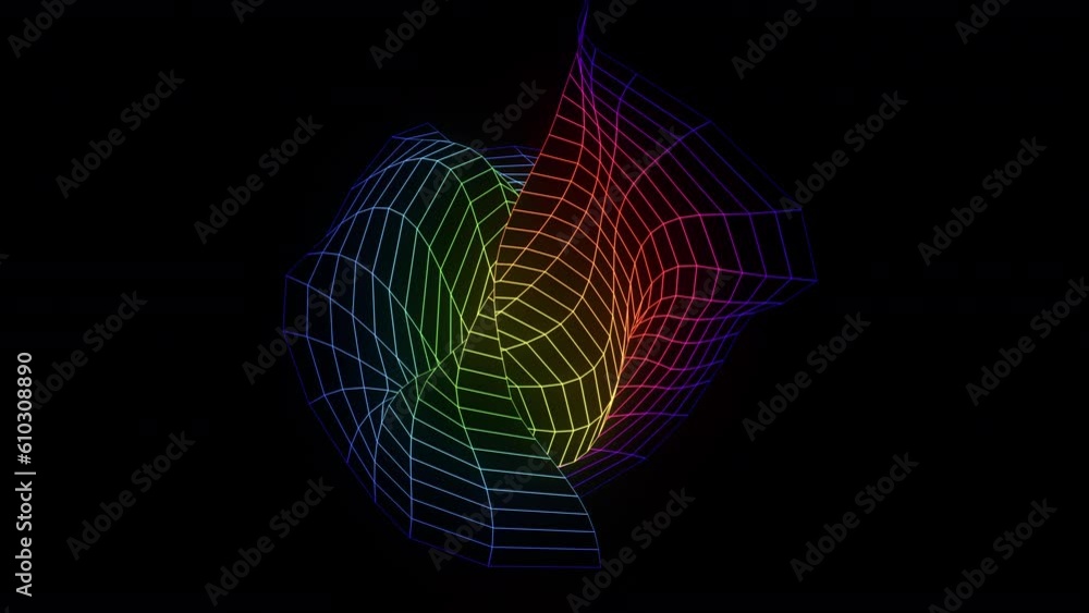 Poster abstract motion si-fi object. rainbow fractal. 3d object on black background. looping animation abst