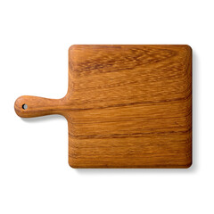 Wooden cutting board or chopping board isolated on a transparent background, PNG. High resolution.