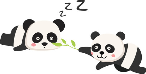 Fototapeta premium cute cartoon panda character on white background illustration