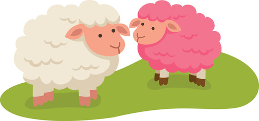 cute cartoon sheep character on white background illustration