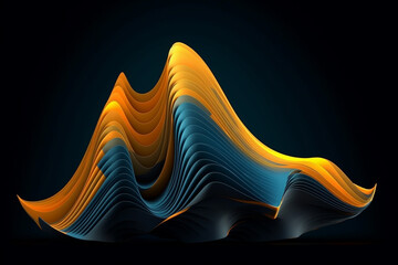 Abstract wave background, radiating with vibrant hues of yellow and blue. This artwork serves as a versatile backdrop for graphic design materials such as brochures or flyers. Ai generated
