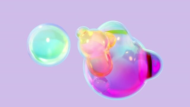 Morphing liquid blobs in a metaball animation. 3D Abstract Colorful Metaballs in the background. 4-K Ultra HD. 