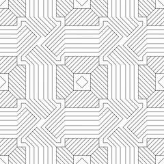 Vector seamless pattern. Modern stylish texture. Monochrome, linear abstract background.
