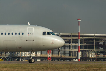 Airbus A319-111 is taxiing at Frankfurt Airport
