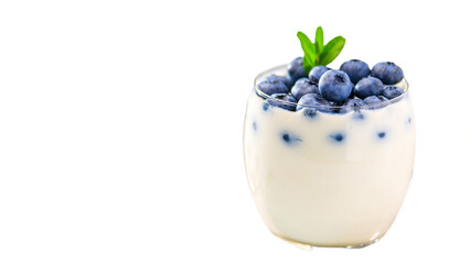 blueberry yogurt with mint isolated on a transparent background