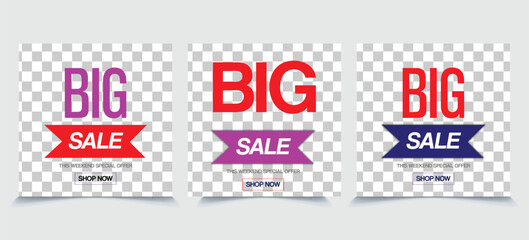 Set of big sale banner online shopping promotion on social media post