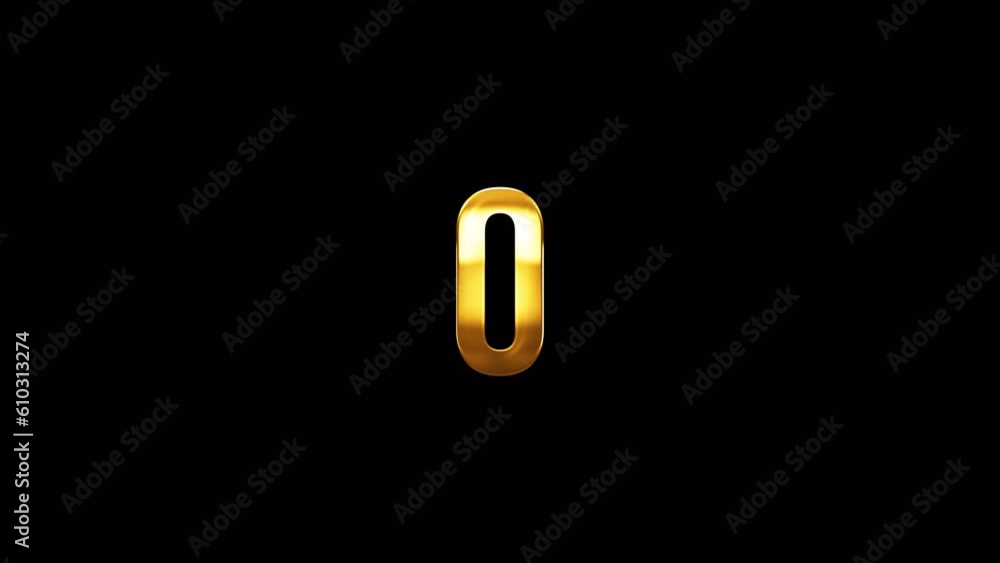 Poster loop number zero gold text shine light motion animation on black abstract background. promote advert