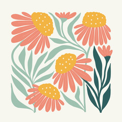 Floral abstract elements. Botanical composition. Modern trendy Matisse minimal style. Floral poster, invite. Vector arrangements for greeting card or invitation design © KozyPlace
