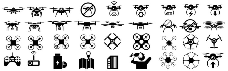 Drone silhouette icon illustration collection