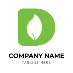 Leaves letter logo design template

