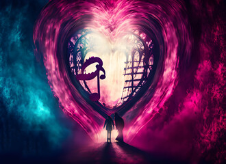 Gothic colorful background with music and love