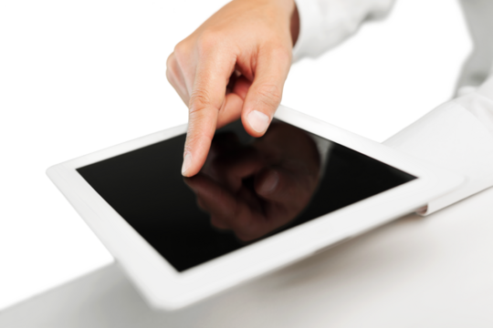 businessman touching screen of a tablet computer - Powered by Adobe