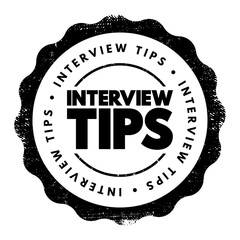 Interview Tips text stamp, concept background