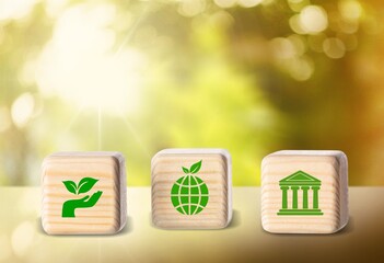 ESG Concepts wooden block with green icon