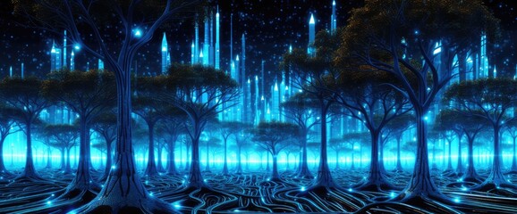 Electric trees on electronic circuit board. Sustainable energy concept. 