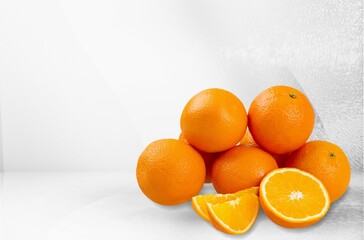 Tasty sweet fresh sliced orange fruit citrus