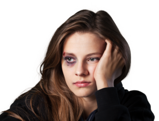 Concept violence in family with an unhappy woman