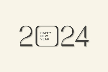 happy new year 2024 template design, thin elegant numbers, for poster, greeting card and calendar