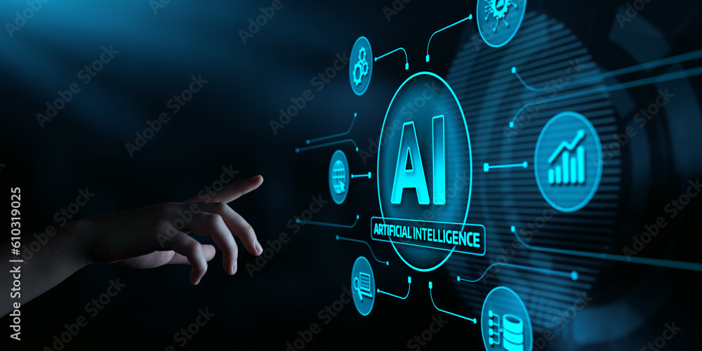 Poster artificial intelligence machine learning business internet technology concept