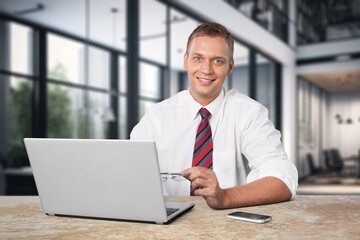 Business person work on computer at the office desk