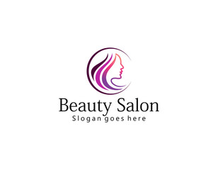 beauty haircut salon logo with scissor vector illustration design