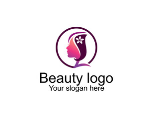 beauty haircut salon logo with scissor vector illustration design