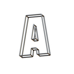 Metal Outline 3D Alphabet or PNG Letters