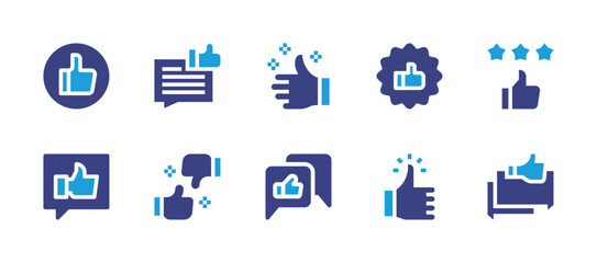 Like icon set. Duotone color. Vector illustration. Containing successful, chat, thumb up, rating, praise, feedback, like, discussion.