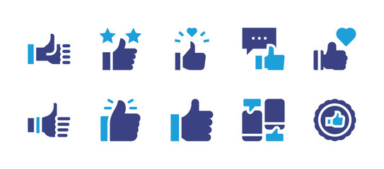 Like icon set. Duotone color. Vector illustration. Containing approved, review, like, comment, love, thumbs up, chat, badge.