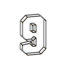 Metal Outline 3D Alphabet or PNG Letters