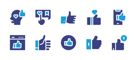 Like icon set. Duotone color. Vector illustration. Containing like, customer, thumbs up.