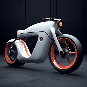 Organic Modernism Concept Motorcycle Illustration In Orange And White