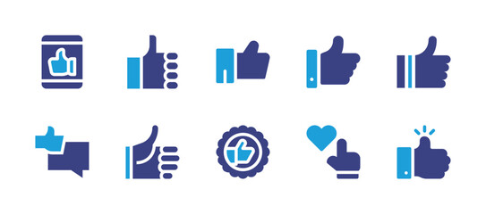 Like icon set. Duotone color. Vector illustration. Containing like, rate, thumbs up.