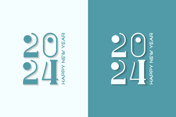 2024 design template, white happy new year greeting, for poster, calendar and greeting card