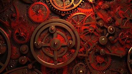 rusty gears, enginer, generative, ai, steampunk, background