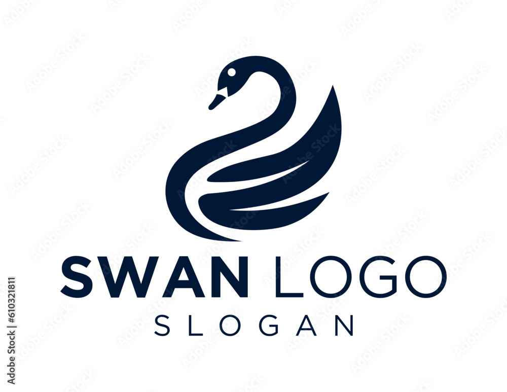 Poster logo about swan on a white background. created using the coreldraw application.