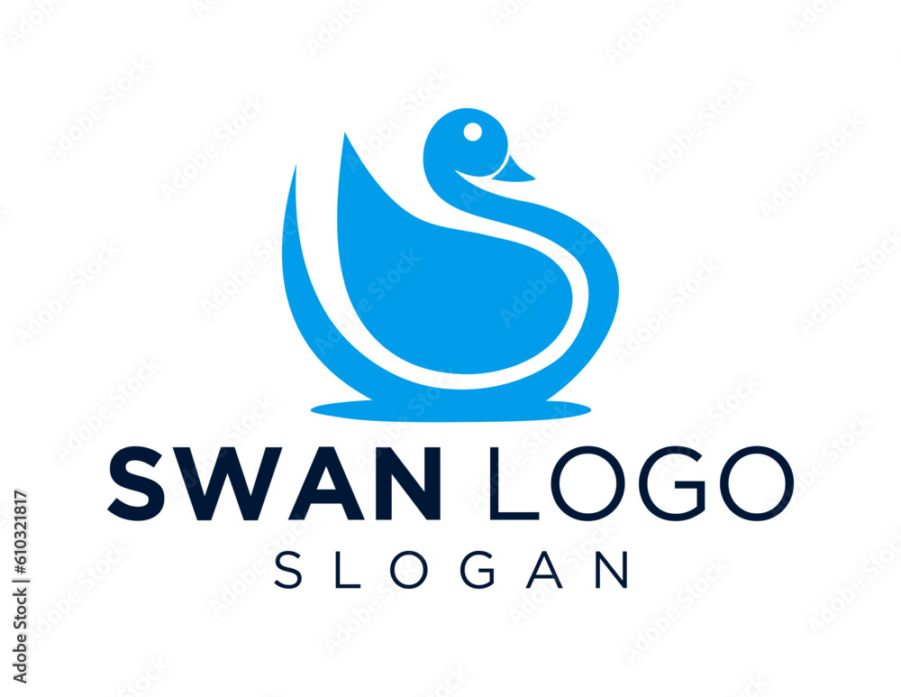 Poster logo about swan on a white background. created using the coreldraw application.