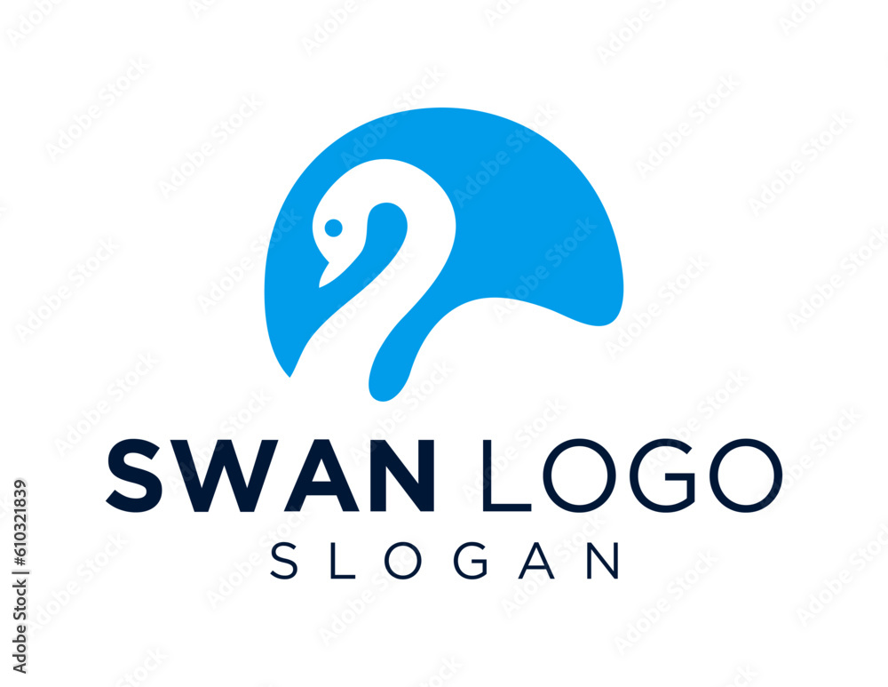 Poster logo about swan on a white background. created using the coreldraw application.
