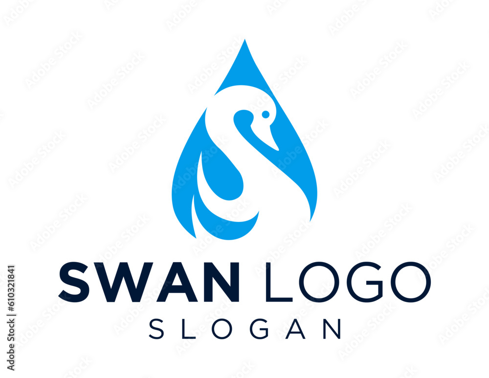 Poster logo about swan on a white background. created using the coreldraw application.