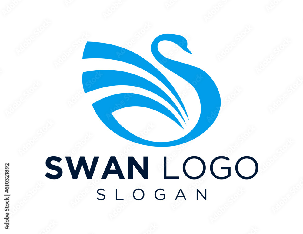 Poster logo about swan on a white background. created using the coreldraw application.