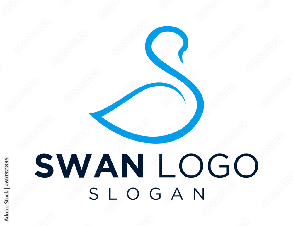 Poster logo about swan on a white background. created using the coreldraw application.