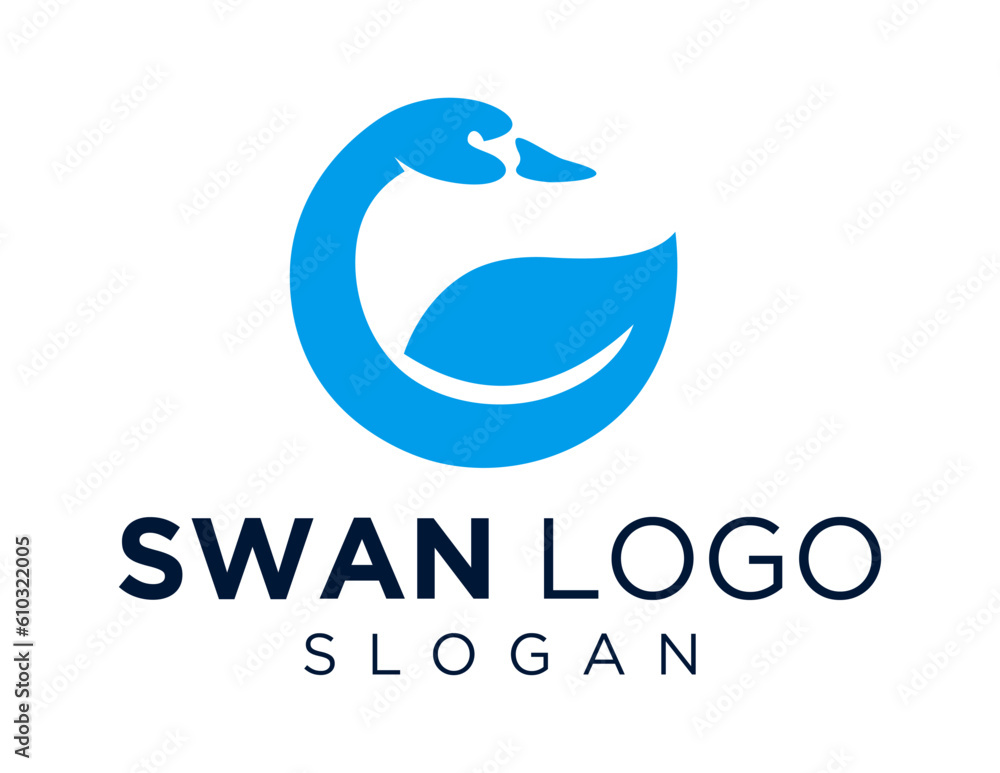 Poster logo about swan on a white background. created using the coreldraw application.