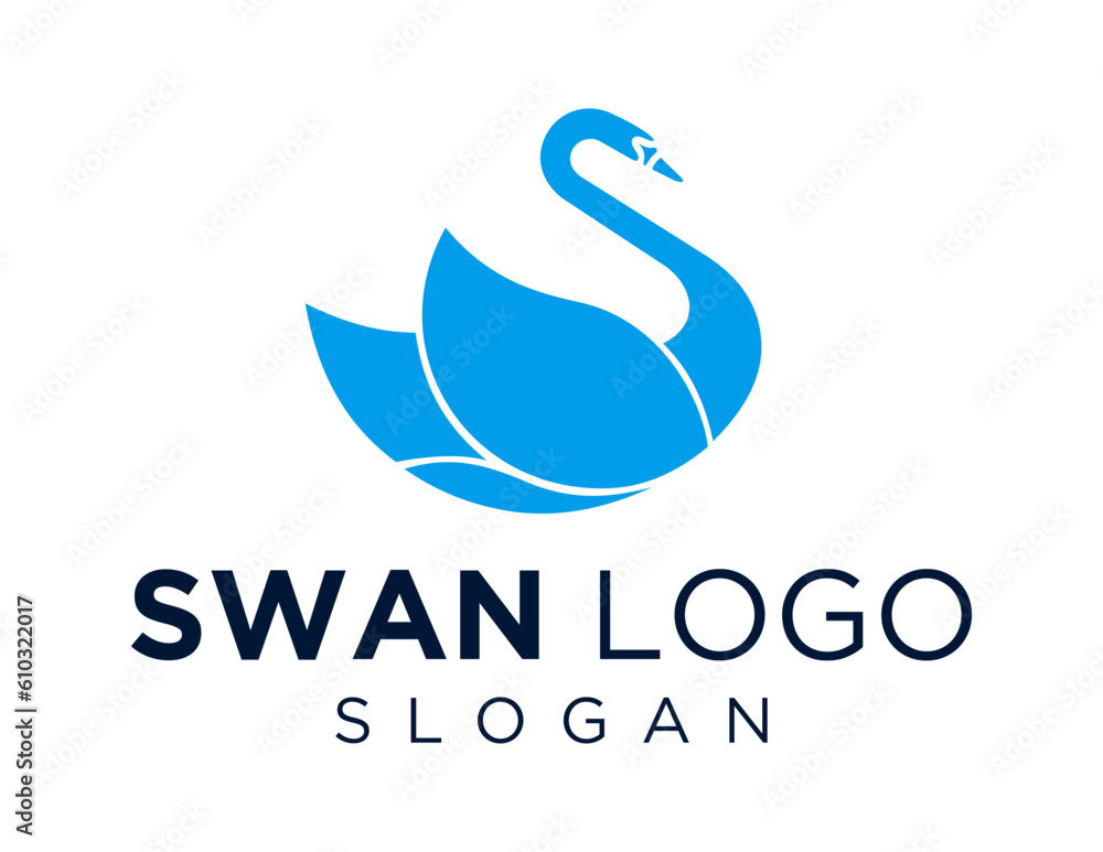Poster logo about swan on a white background. created using the coreldraw application.