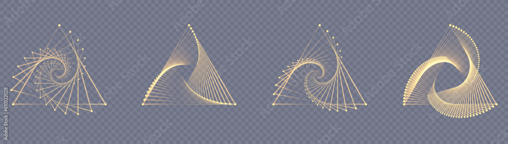 Poster triangle logo spiral perspective with rotation, fractal shape mystical portal, identity balance shap