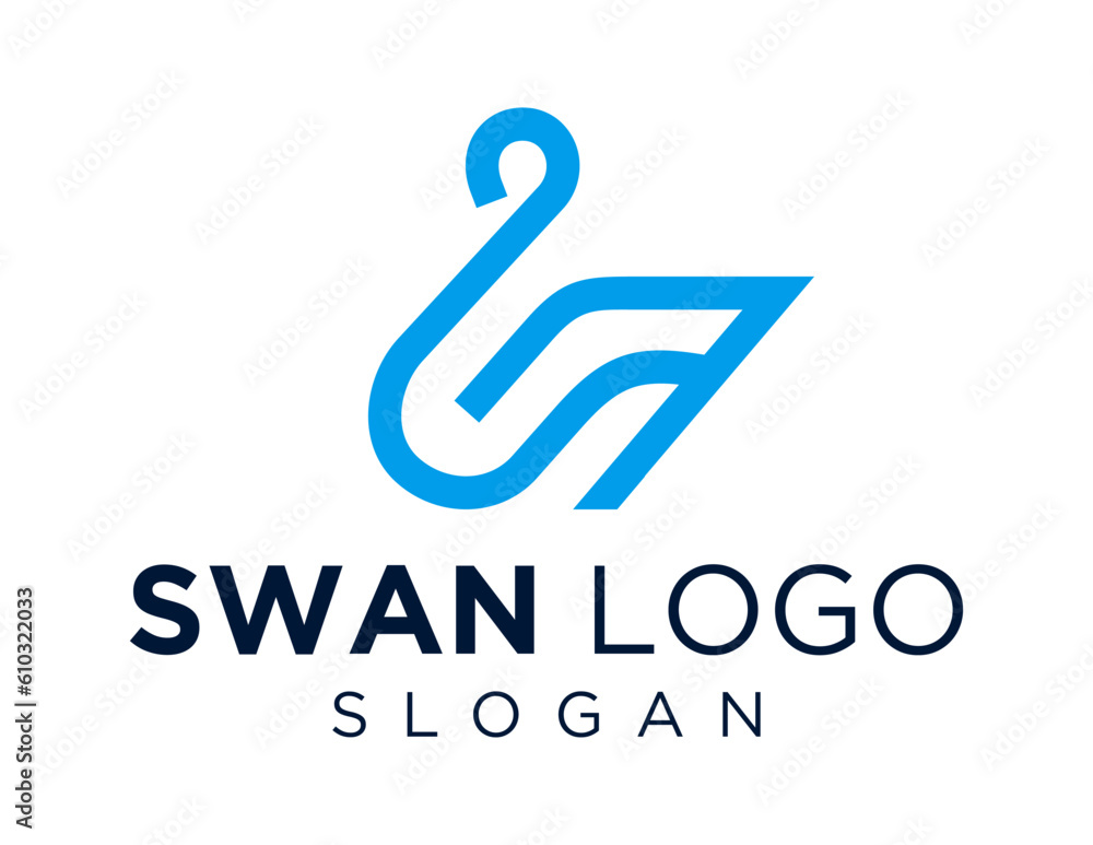 Poster logo about swan on a white background. created using the coreldraw application.