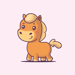 Cute kawaii pony horse vector cartoon illustration