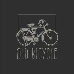 old bike illustration hand drawn vintage retro for t shirt and apparel. vector illustration old bike