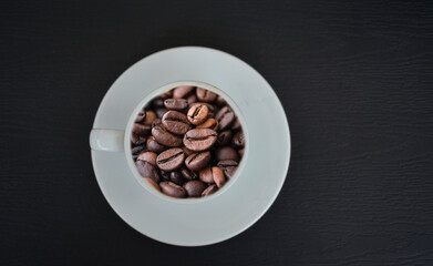 Coffee beans for brewing in a glass